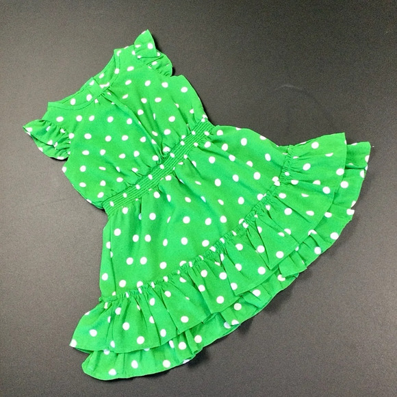 Girls' Janie and Jack Dress, Size 4, Green & White Polka Dot - Picture 3 of 10